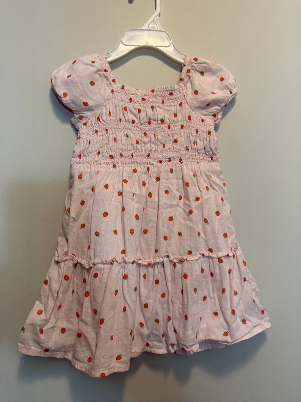 jumping beans Light Pink Strawberry Print Smocked Dress